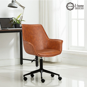 E-home Faux福克斯造型扶手復古電腦椅-兩色可選棕色