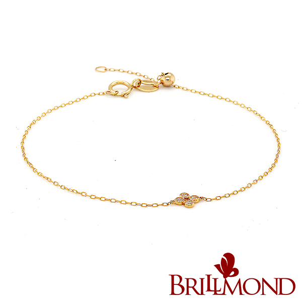 【BRILLMOND JEWELRY】18K黃金 輕珠寶 鑽石手鍊 5分 花型款(天然鑽石總重5分 全18K金台)