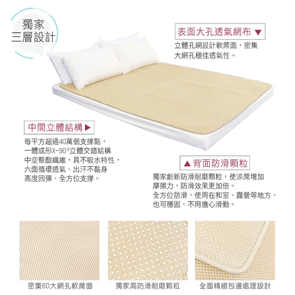 BELLE VIE 6D環繞氣對流透氣床墊 150x186cm【雙人】簡約米 product thumbnail 5