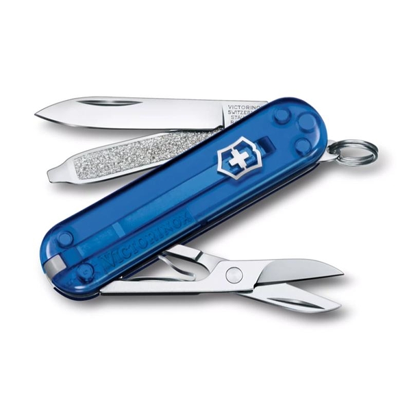 【Victorinox 瑞士維氏】瑞士刀CLASSIC SD 小型袋裝刀 7用刀-Deep Ocean透藍(0.6223.T2G)