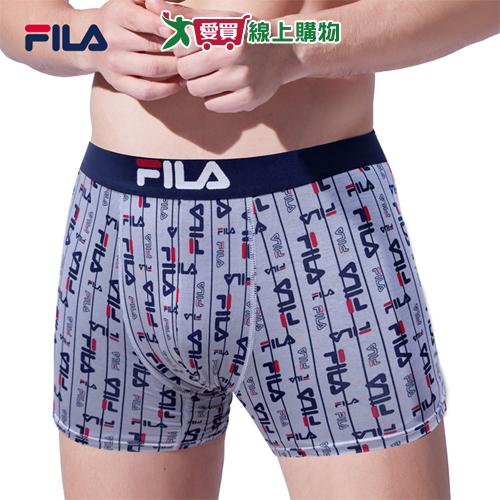 FILA 條紋滿版Logo平口褲M~XL 男內褲 舒適透氣 柔軟 滑順 高彈力 四角褲 內著 內褲【愛買】