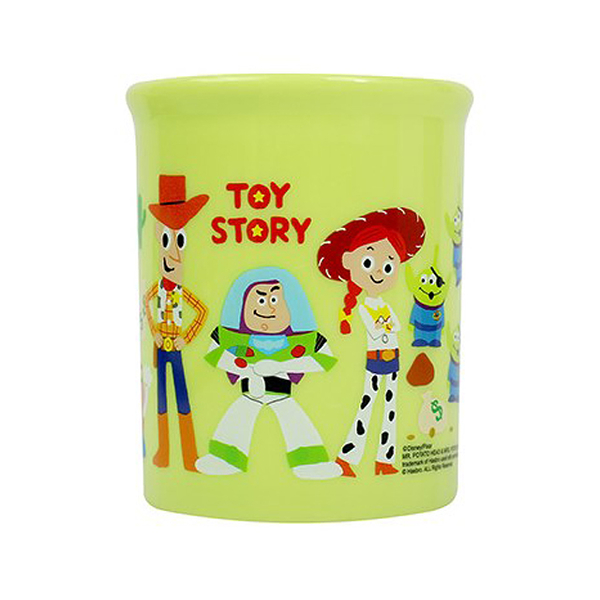 小禮堂 迪士尼 玩具總動員 單耳塑膠杯 300ml (綠集合) 4718733-272637