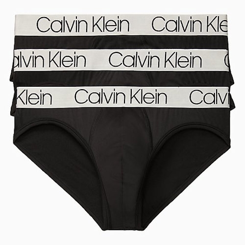 Calvin Klein 男時尚纖維彈力三角內褲3件裝(黑色)