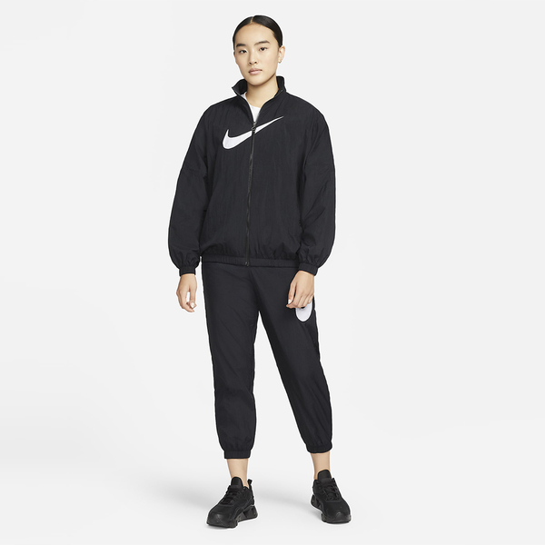 NIKE Sportswear Essential 女裝外套訓練大勾皺褶梭織抽繩黑【運動世界】DM6182-010, NIKE