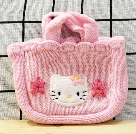 【震撼精品百貨】Hello Kitty 凱蒂貓~日本SANRIO三麗鷗KITTY針織手提袋-粉小花S*51265