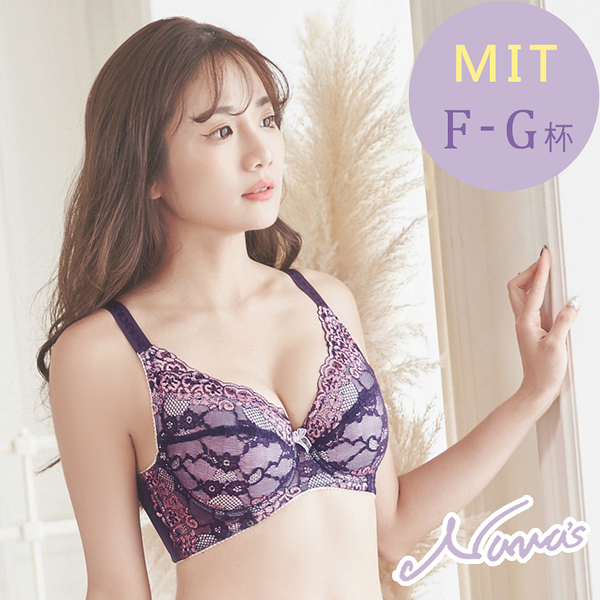 【露娜斯】古典璀璨花語。F-G大罩杯機能內衣【紫】台灣製U8869