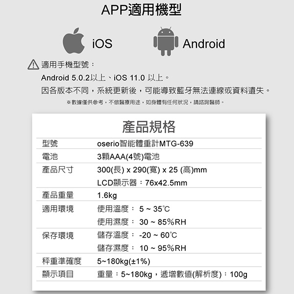 歐瑟若 BMI智能體重計MTG-639 product thumbnail 10