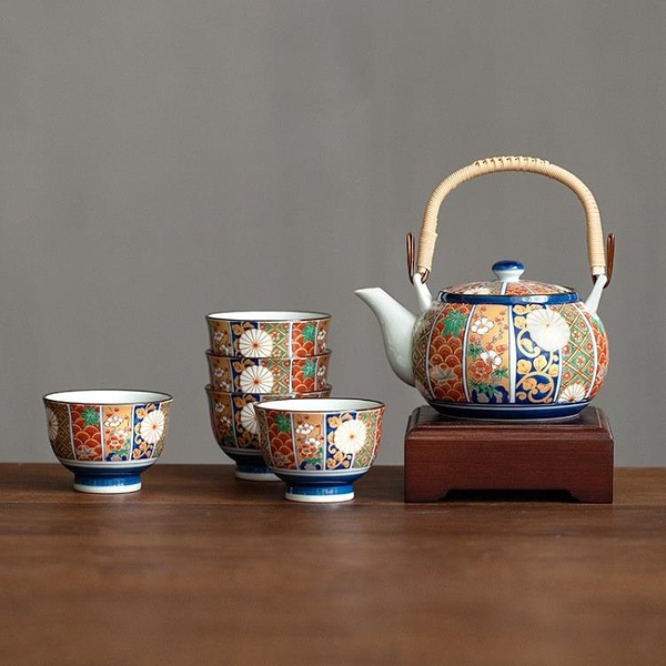 茶之道~日本進口古伊萬里系列茶具六件套中秋禮品泡茶杯日式家用茶壺套裝