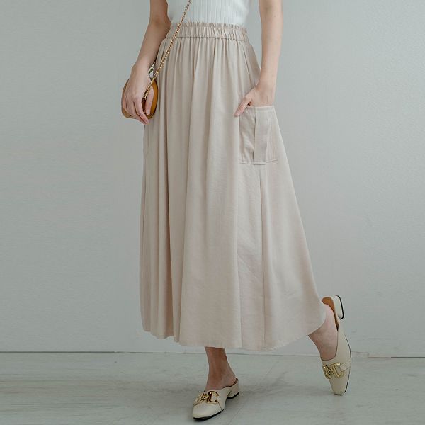 MIUSTAR簡約鬆緊側口袋工裝裙(共2色)【NL4646】預購