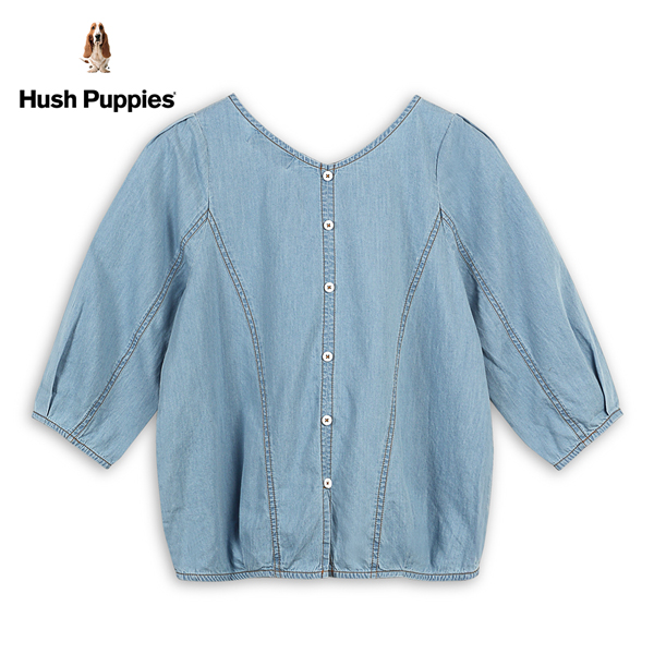 Hush Puppies 襯衫 女裝U領澎澎袖牛仔小狗襯衫 product thumbnail 3