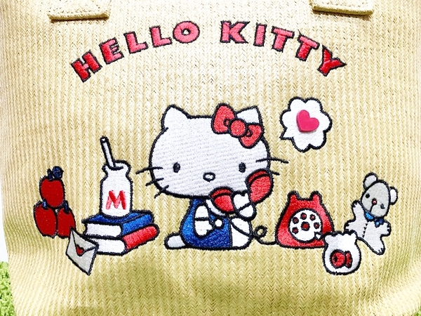 【震撼精品百貨】Hello Kitty 凱蒂貓~日本三麗鷗 kitty 編織手提袋/側背包-刺繡#29618 product thumbnail 6