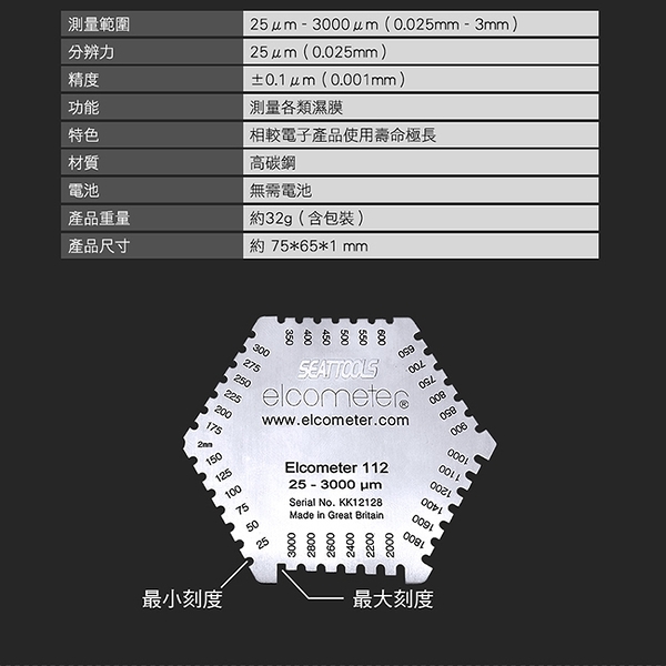 【博士特汽修】厚度規 測厚儀 梳規 高碳鋼 25-3000um 缺口量規 MIT-WPG濕膜厚度規