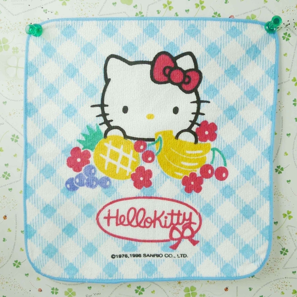 【震撼精品百貨】Hello Kitty 凱蒂貓~方巾/毛巾-藍白格水果