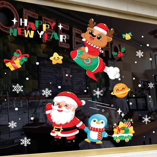 【橘果設計】聖誕老人與企鵝靜電款 聖誕耶誕壁貼 聖誕裝飾貼 聖誕佈置 壁貼 牆貼 壁紙 product thumbnail 6