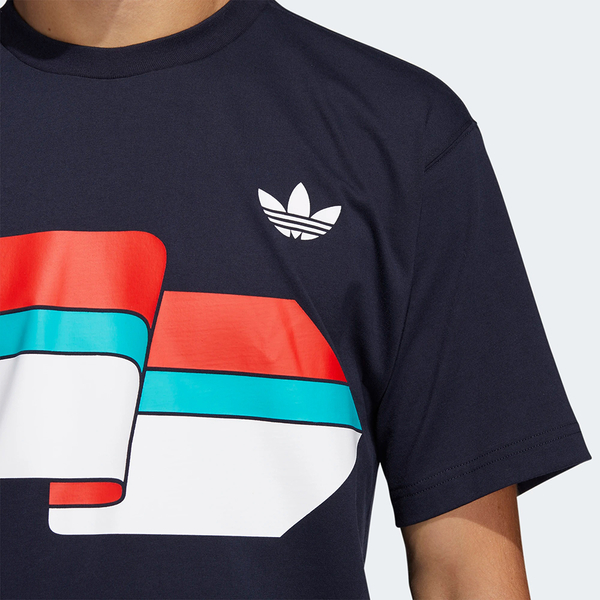 ADIDAS RIPPLE T-SHIRT 男裝 短袖 休閒 舒適 三葉草 棉質 三色彩帶圖形 藍【運動世界】FM1548 product thumbnail 6