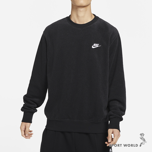 Nike 男裝 長袖 休閒 毛圈布 刺繡 基本款 黑【運動世界】FB4980-010