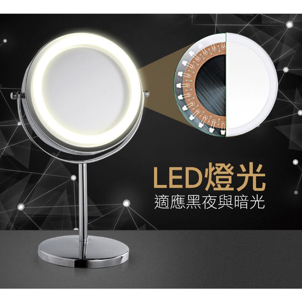 LED 360度旋轉雙面化妝鏡 可放大5倍 美容鏡 梳妝鏡子 立式桌鏡 雙面鏡 圓鏡-輕居家4103 product thumbnail 5