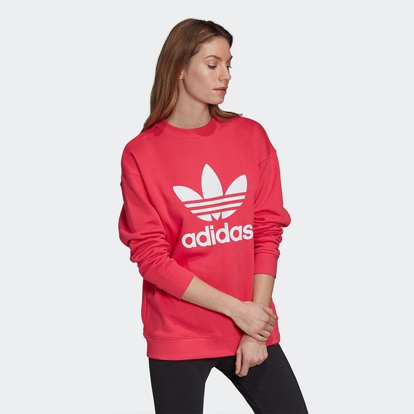 Adidas Originals TREFOIL CREW 女裝 長袖 大學T 純棉 羅紋袖口 桃紅【運動世界】GD2436 product thumbnail 6