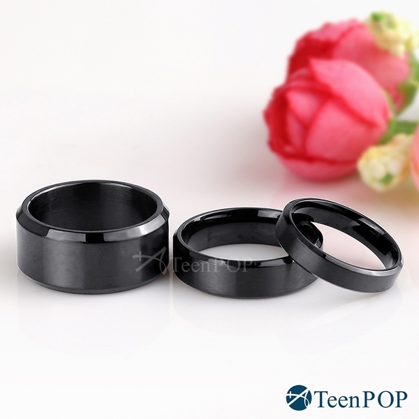 情侶戒指 對戒ATeenPOP 白鋼戒指 純情告白 黑色素面 單個價格 情人節禮物
