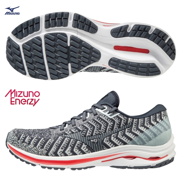 MIZUNO WAVE RIDER 24 WAVEKNIT 男鞋 慢跑 ENERZY中底 避震 耐磨 深灰【運動世界】J1GC207533