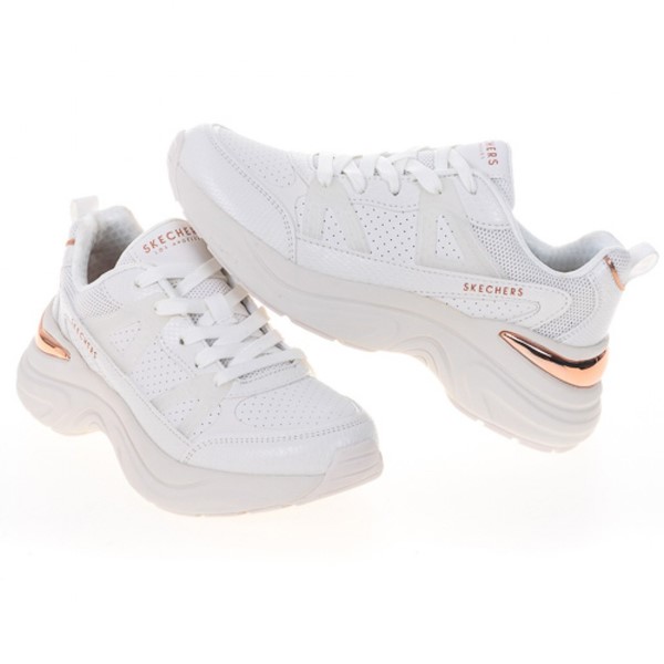 Skechers 休閒鞋 Hazel-Faye 女 白 玫瑰金 皮革 記憶鞋墊 運動 177576WHT product thumbnail 5