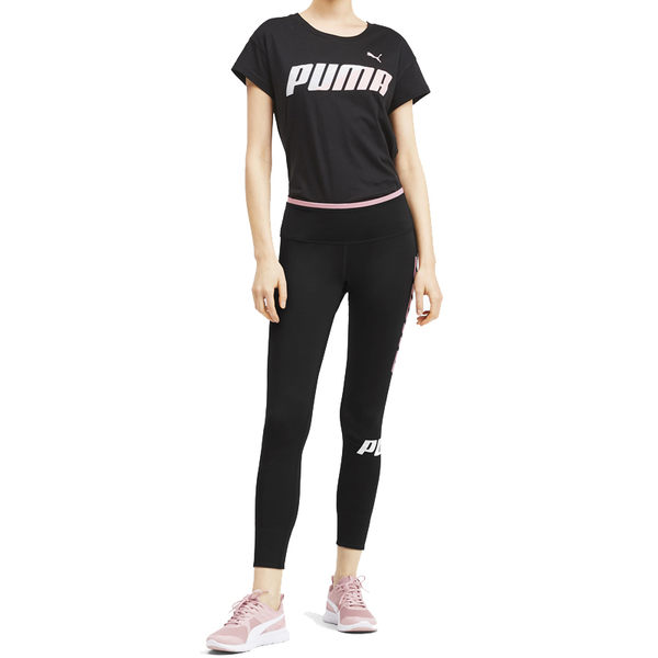 Puma Modern 女 黑粉 緊身褲 運動長褲 反摺 束褲 內搭褲 九分褲 慢跑 透氣 瑜珈褲 58104851