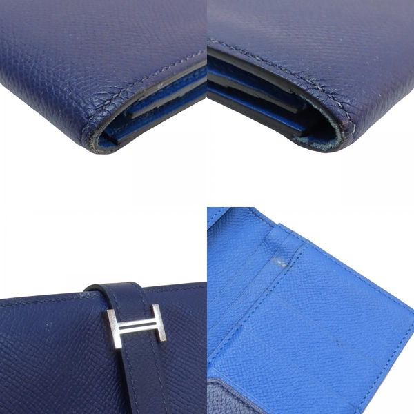 【二手名牌BRAND OFF】HERMES 愛馬仕 紫色 Epsom牛皮 Bearn Soufflet 扣式長夾 銀扣 D刻 product thumbnail 9