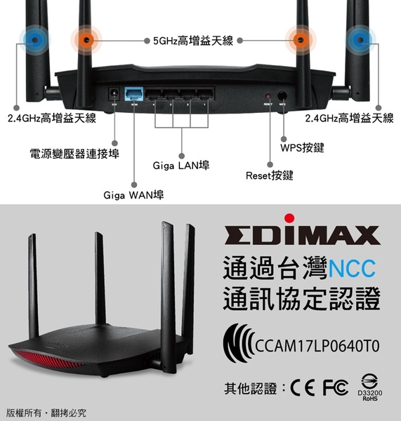 Edimax RG21S AC2600 MU-MIMO 智慧漫遊無線網路分享器 product thumbnail 9