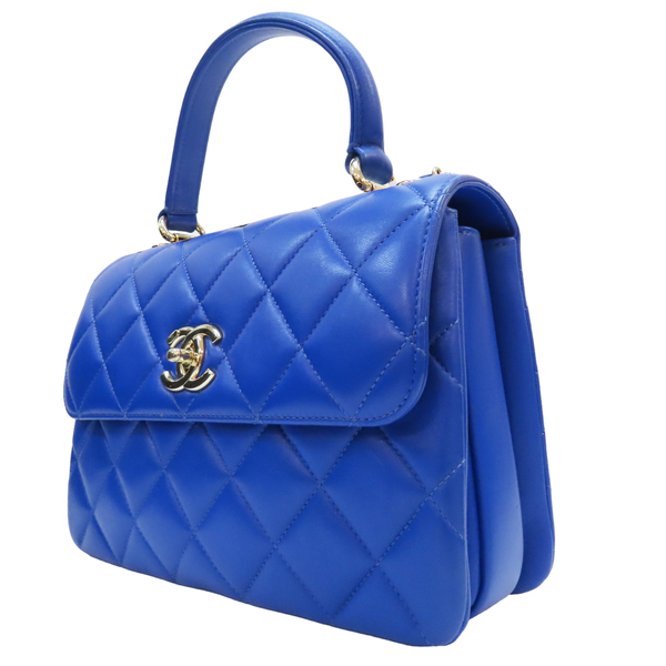 【二手名牌BRAND OFF】CHANEL 香奈兒 藍色 牛皮 Trendy CC Handle Flap 两用包 24cm 金扣 product thumbnail 3