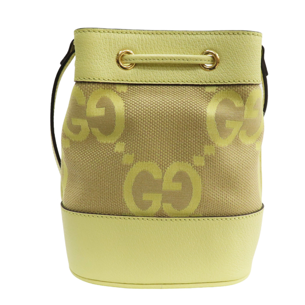 【二手名牌BRAND OFF】GUCCI 古馳 淡黃色 牛皮 帆布 Ophidia Jumbo GG Mini Bucket 迷你 水桶 肩背包 55620 product thumbnail 2