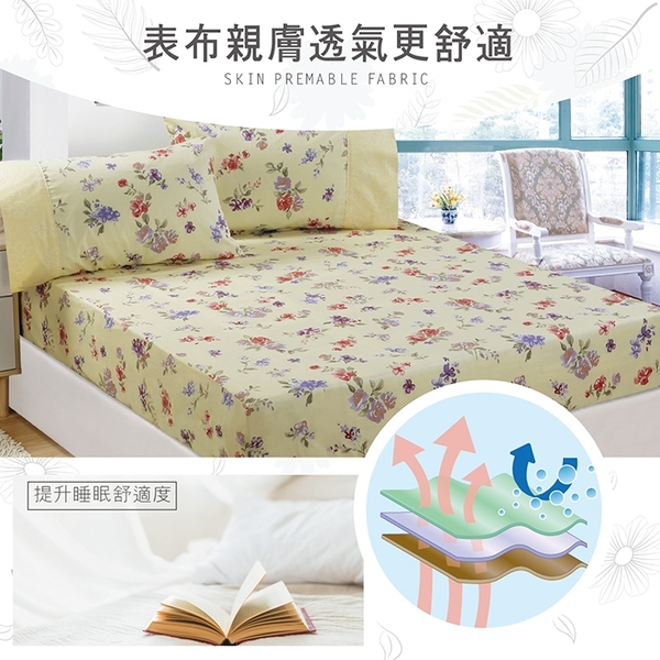 【FITNESS】精梳棉雙人床包+枕套三件組-穠芳(黃)_TRP多利寶 product thumbnail 9