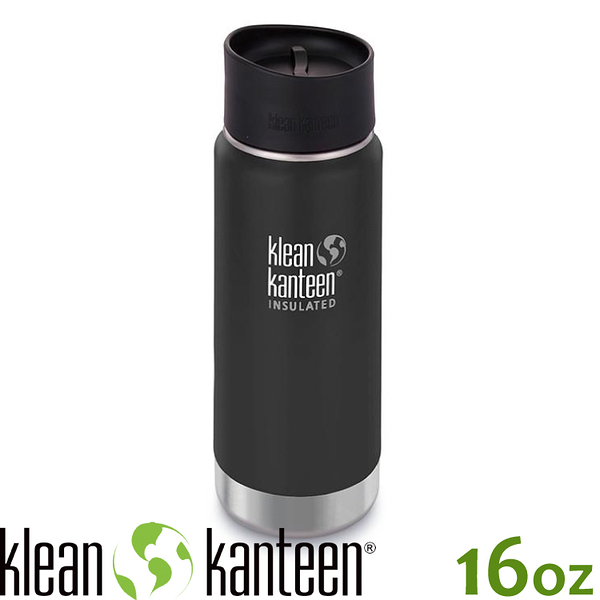 【KLEAN KANTEEN 美國 16盎司KK環形寬口保溫鋼瓶(54mm)《消光黑》】K16VWPCC/保溫瓶