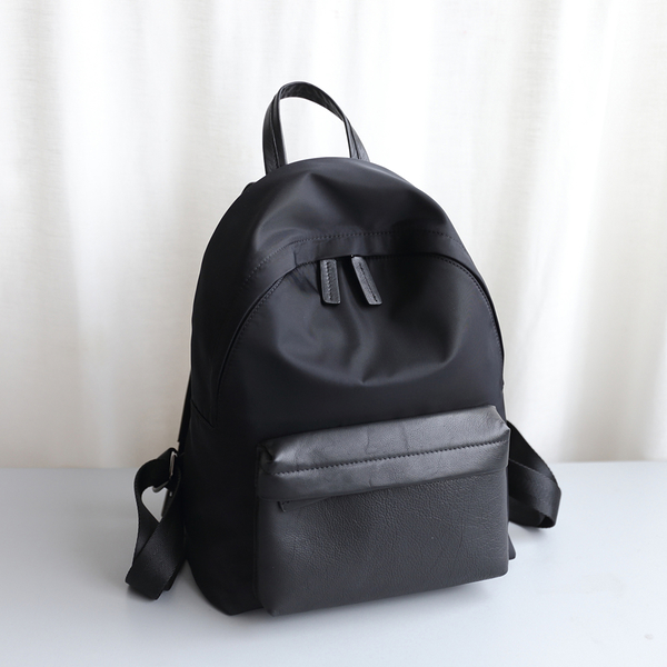 【Solomon 原創設計皮件】簡約真皮後背包 機能SC布料拼接設計 雙肩包 拉鍊旅行行李袋