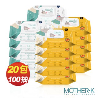 MOTHER-K 自然純淨嬰幼兒濕紙巾-掀蓋柔花100抽【六甲媽咪】