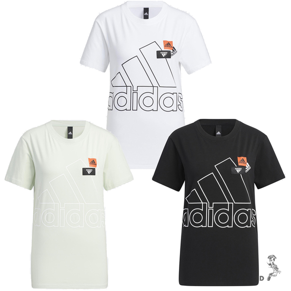 Adidas 女裝 短袖 休閒 Logo 棉 黑/白/綠【運動世界】HM5286/HM5287/HM5288 product thumbnail 5