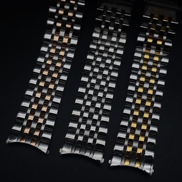 錶帶~代用浪琴博雅錶帶實心不銹鋼L4.309.4.77.6鋼帶 蝴蝶扣錶配件22mm