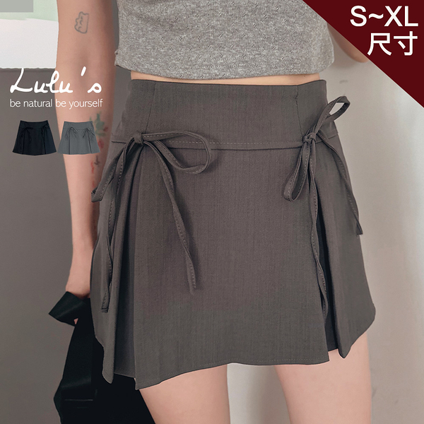 LULUS/甜酷綁結壓摺短裙S-XL２色【A05240039】