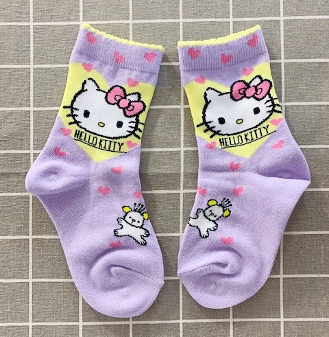 【震撼精品百貨】Hello Kitty 凱蒂貓~三麗鷗 KITTY兒童襪子(14~19CM)-紫黃#04508