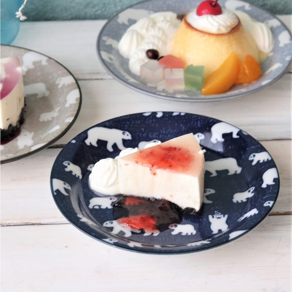 日本製美濃燒 北極熊輕量 圓盤 16.5cm 蛋糕盤 甜點盤 水果盤 北極熊 盤子 陶瓷 日本製 日本進口