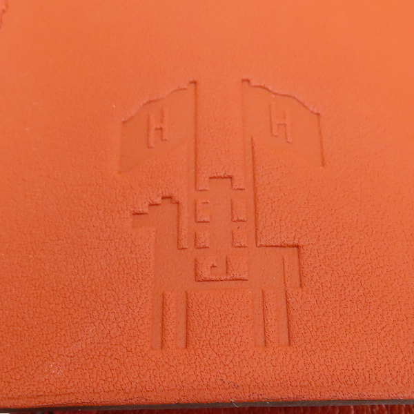 【二手名牌BRAND OFF】HERMES 愛馬仕 橘紅色 牛皮 Clochette 鑰匙圈 product thumbnail 4