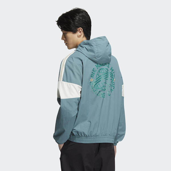 Adidas 男裝 連帽外套 風衣 兩側口袋 拼色 藍/黑【運動世界】HS1992/HS1991 product thumbnail 6