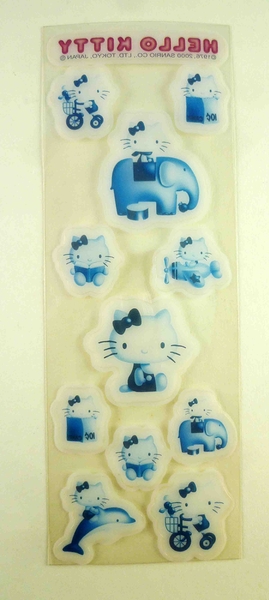 【震撼精品百貨】Hello Kitty 凱蒂貓~KITTY貼紙-透明藍-騎大象