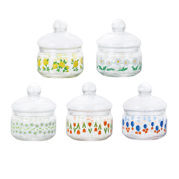 日本ADERIA 昭和復古花朵玻璃罐360ml - 共5款《WUZ屋子》昭和 復古 花朵 玻璃罐 罐