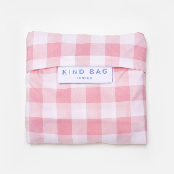 英國Kind Bag-環保收納購物袋-中-粉白格紋 product thumbnail 4