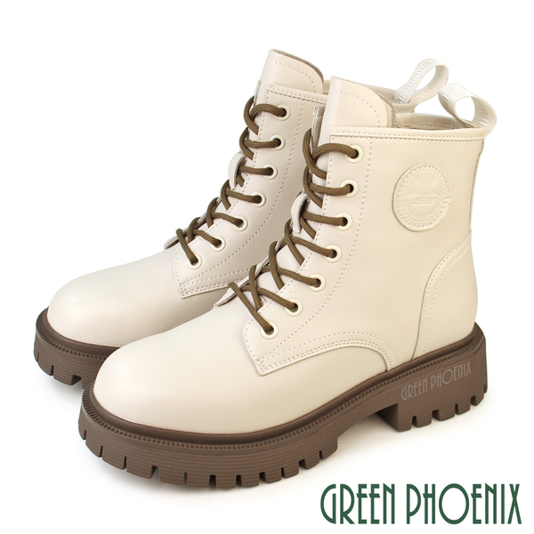 女靴 真皮短靴 馬丁靴 工程靴 綁帶靴 軍靴 厚底【GREEN PHOENIX 波兒德】U11-20883 product thumbnail 2