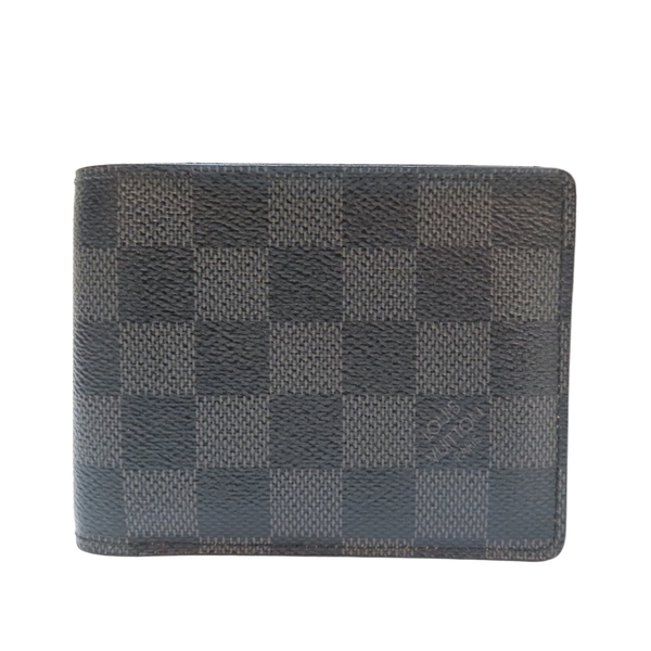 【二手名牌BRAND OFF】LOUIS VUITTON LV 路易威登 黑色 棋盤格帆布 Multiple 雙折錢包 N62663