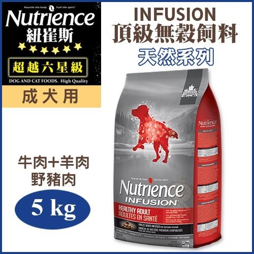 『寵喵樂旗艦店』紐崔斯《INFUSION天然成犬牛肉+豬肉》5KG/包 成犬適用