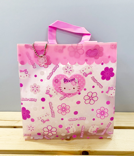 【震撼精品百貨】Hello Kitty_凱蒂貓~Sanrio HELLO KITTY防水收納包/透明手提包-粉花#41709