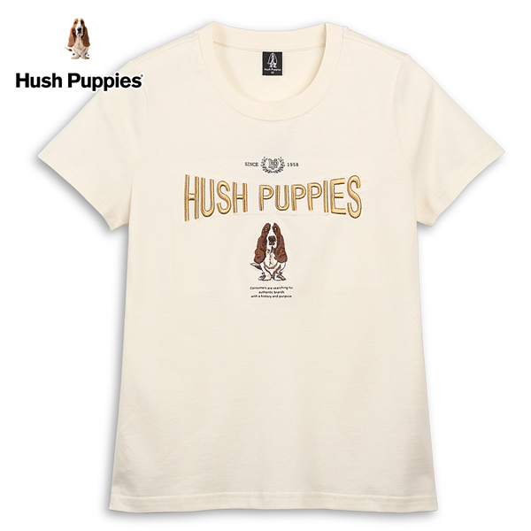 Hush Puppies T恤 女裝造型英文字刺繡狗T恤