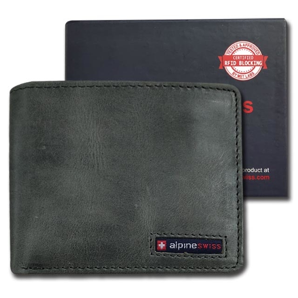 【ALPINE SWISS】瑞士+ 男皮夾 短夾 麂皮 雙鈔夾 品牌盒裝／仿舊灰 product thumbnail 2